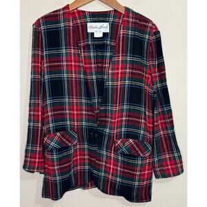 Vtg Charles Glueck Short Set Suit Women's 4 Plaid Preppy Blazer Shorts Academia